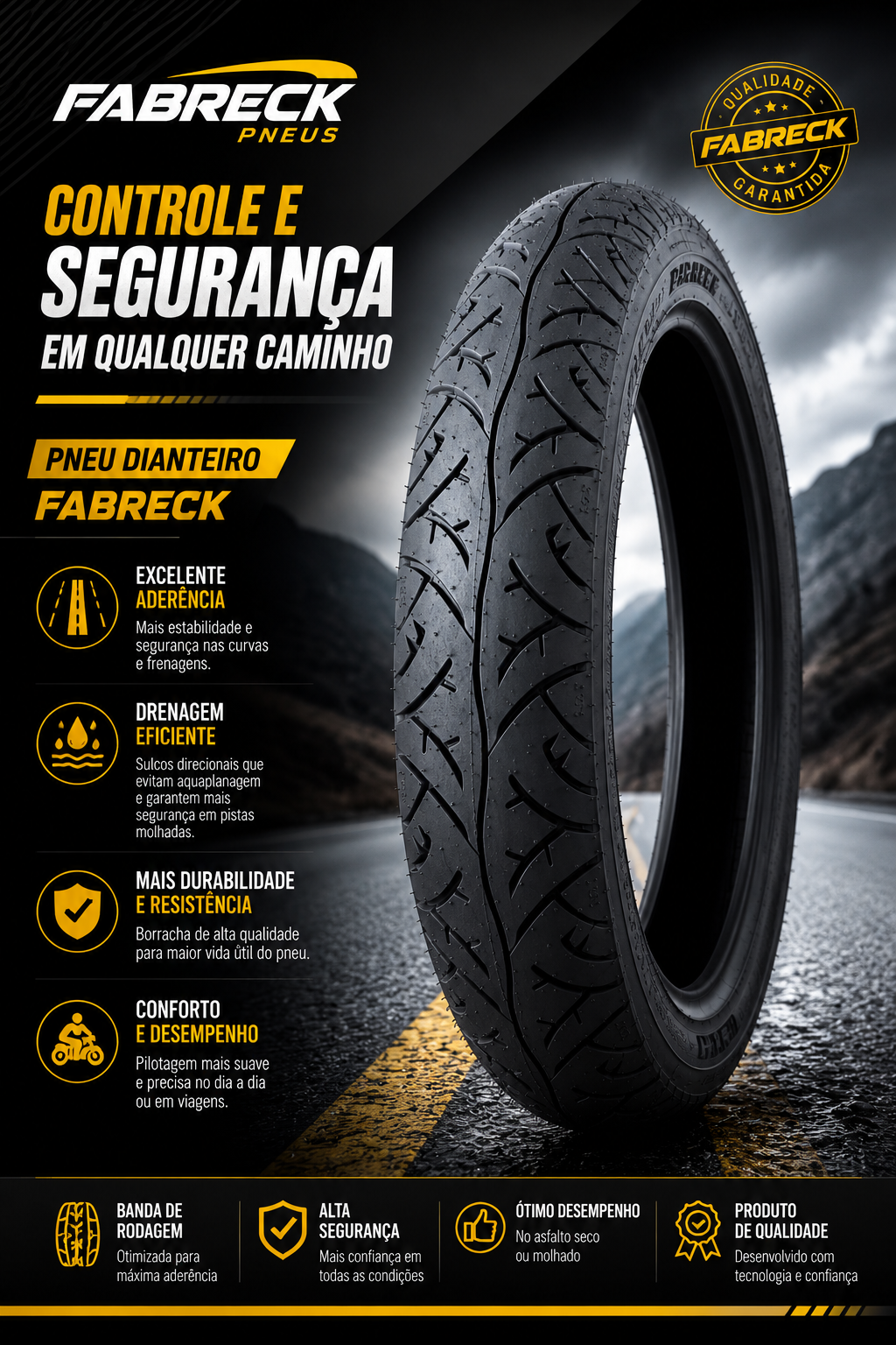Pneu Dianteiro Fabreck 2.75-18 Sem Câmara