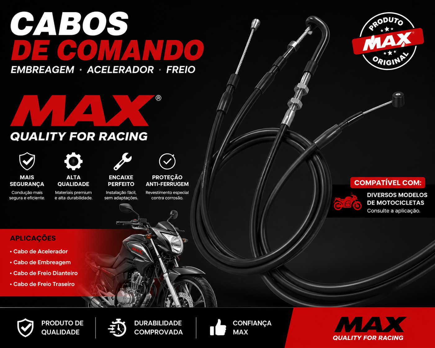 Cabo de Acelerador (A)Honda CG 160 2016 em diante – MAX Premium