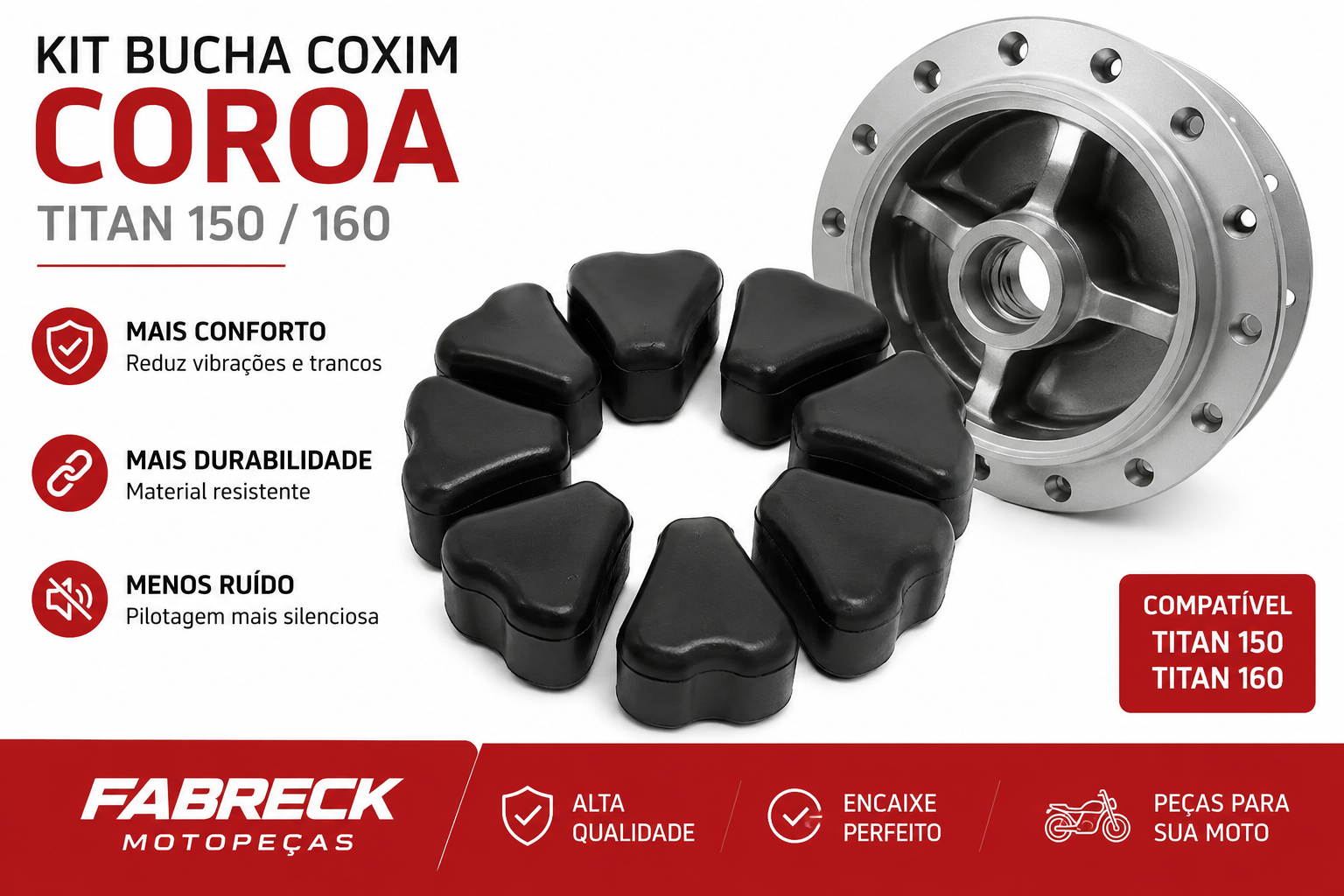 Kit Bucha Coxim da Coroa Fabreck – Honda CG Titan 150 / Titan 160